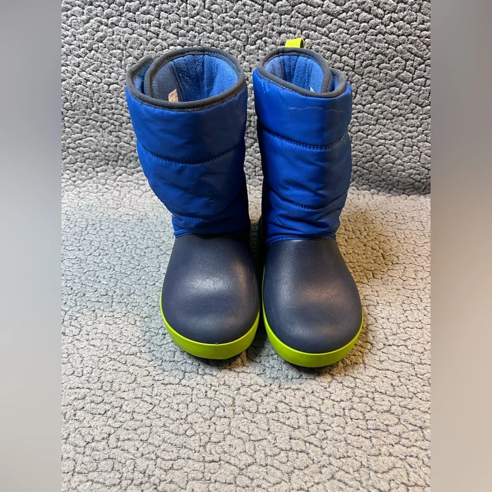 Crocs Kids Lodge Point Snow Boots‎ Boys Size 12 Blue And Green